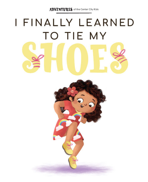 Page preview with illustration of a girl and with text "I Finally Learned to Tie My Shoes"