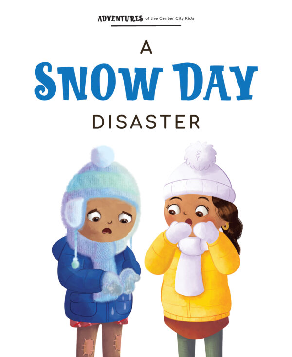 Preview page with illustration of two girls and text "A Snow Day Disaster"