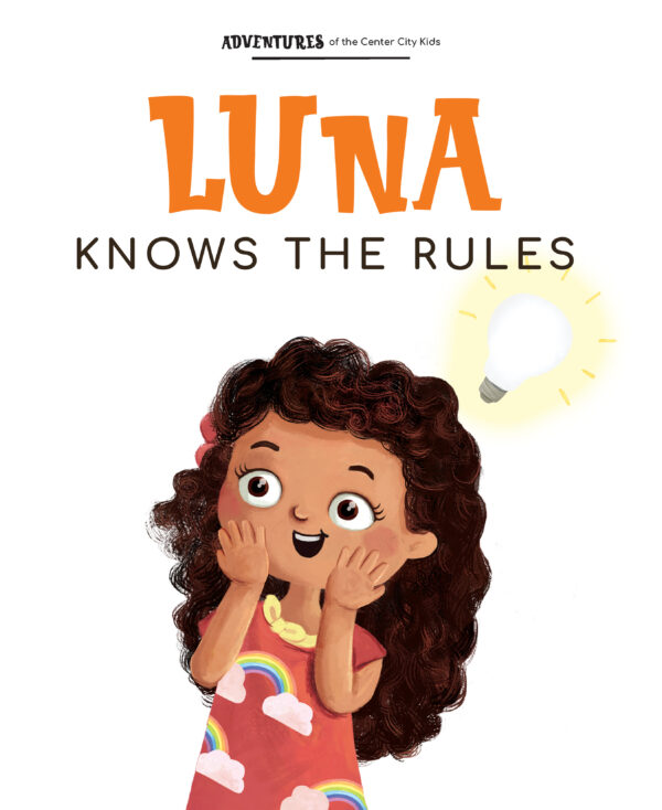 Page preview with the illustration of a girl and with text "Luna Knows the Rules"